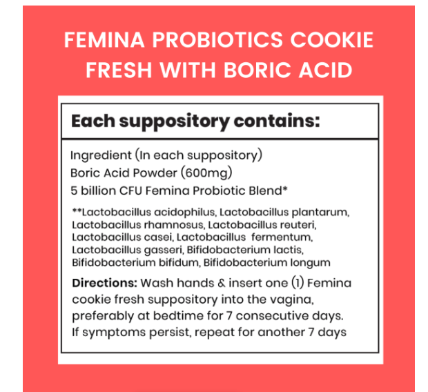 Venusvelvet Femina Combo — Cookie Fresh Probiotics + Boric Acid & 10 Probiotic Strains