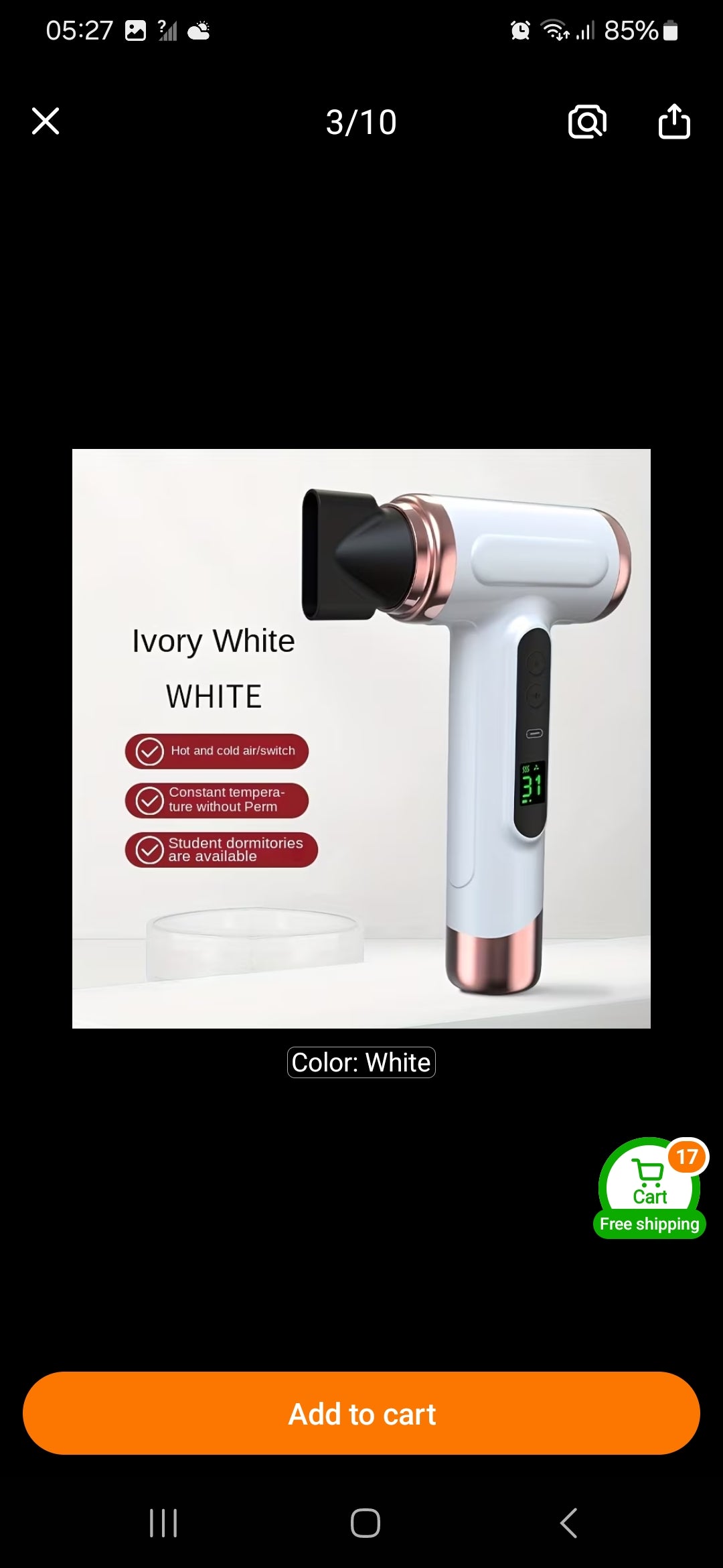 VenusVelvet™ Breeze Cordless Hot & Cold Hair Dryer