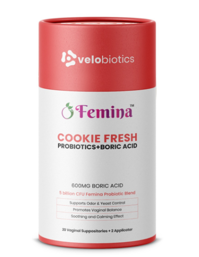 Femina Cookie Fresh Probiotics + Boric Acid Vaginal Suppositories by Velobiotics