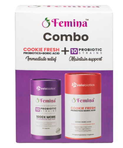 Femina Combo — Cookie Fresh Probiotics + Boric Acid and 10 Probiotic Strains by Velobiotics