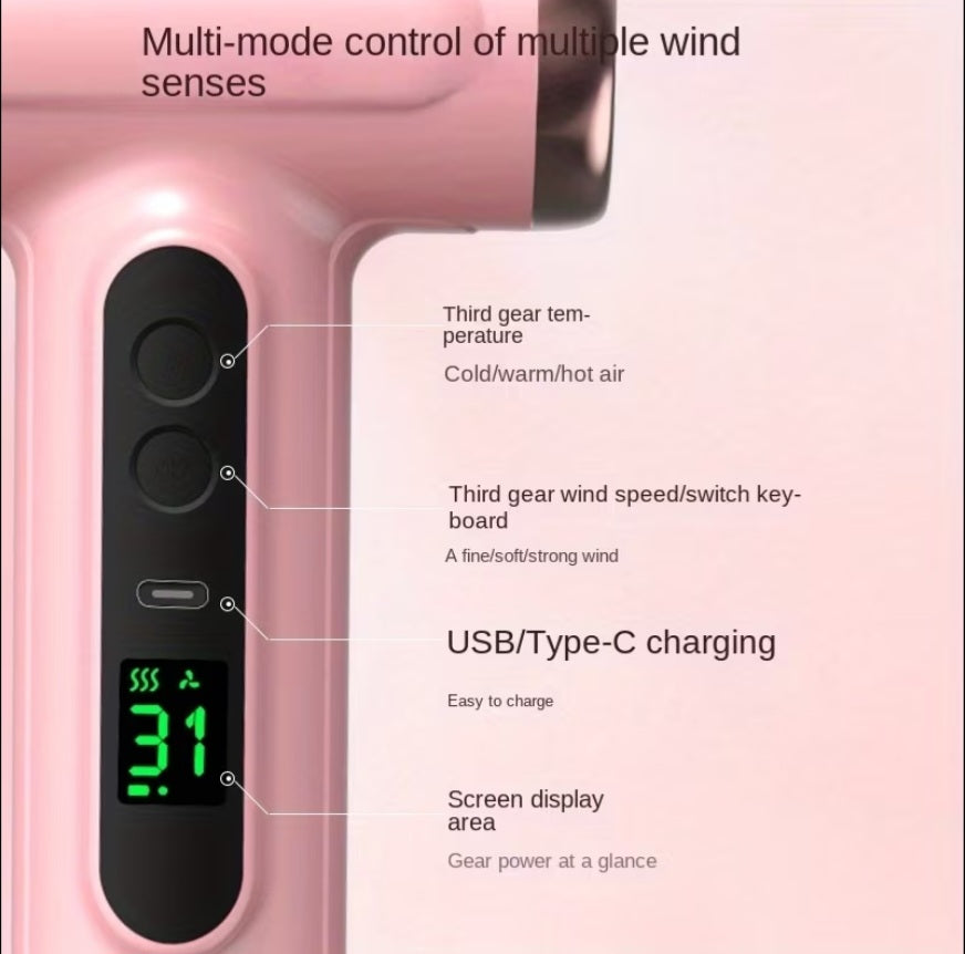 VenusVelvet™ Breeze Cordless Hot & Cold Hair Dryer