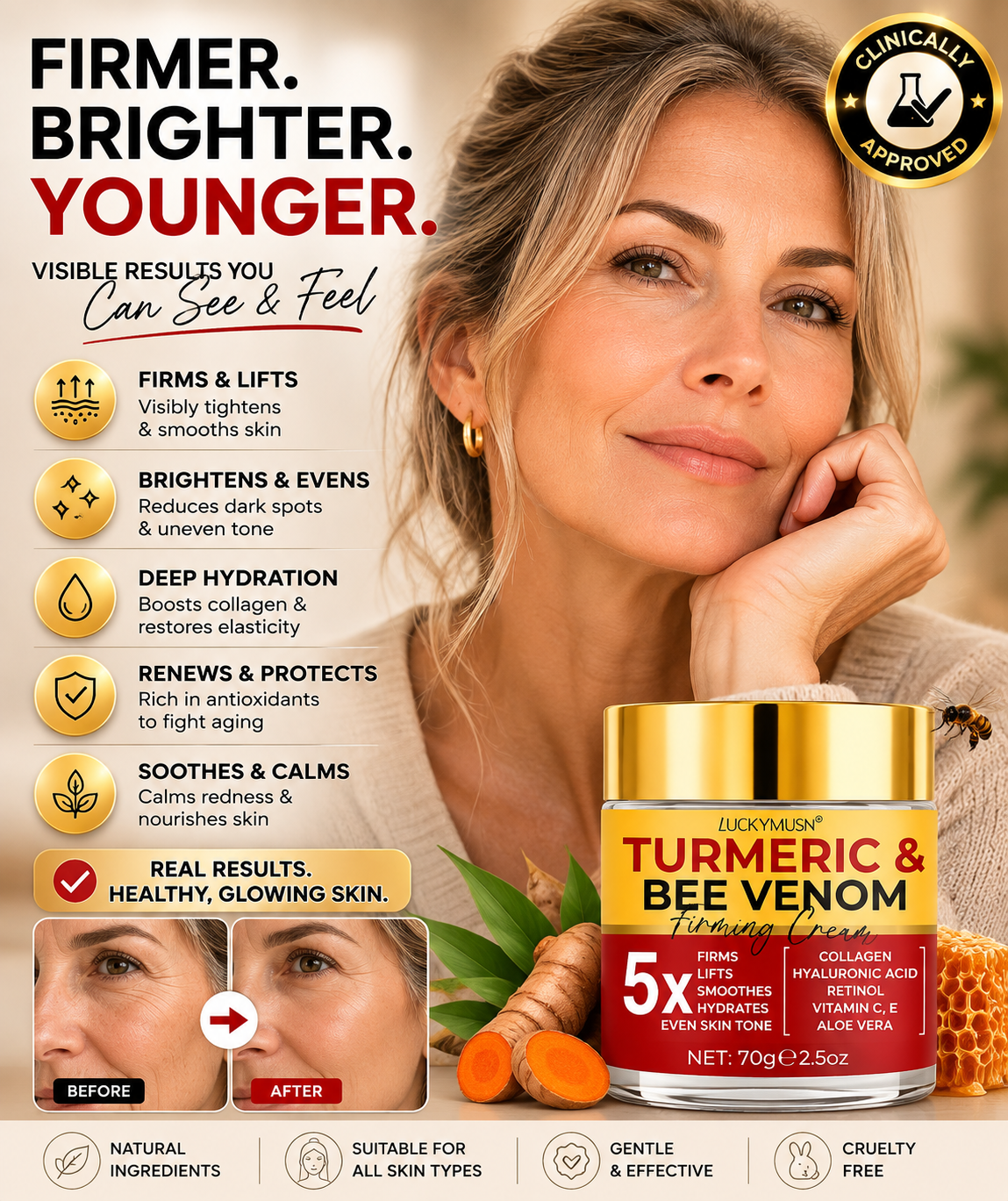 Firmer More Radiant Looking Glowing Skin, Visible Results Within Just 14-Days.